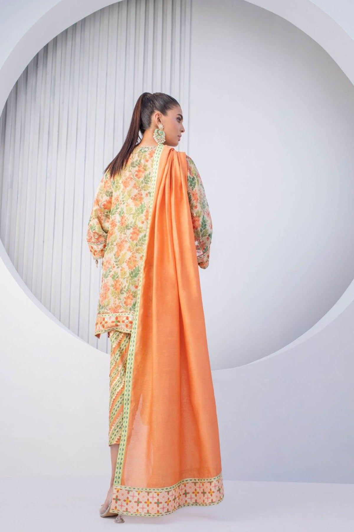 Tangerine Cotton Net Kurta with Shalwar - Sania Maskatiya