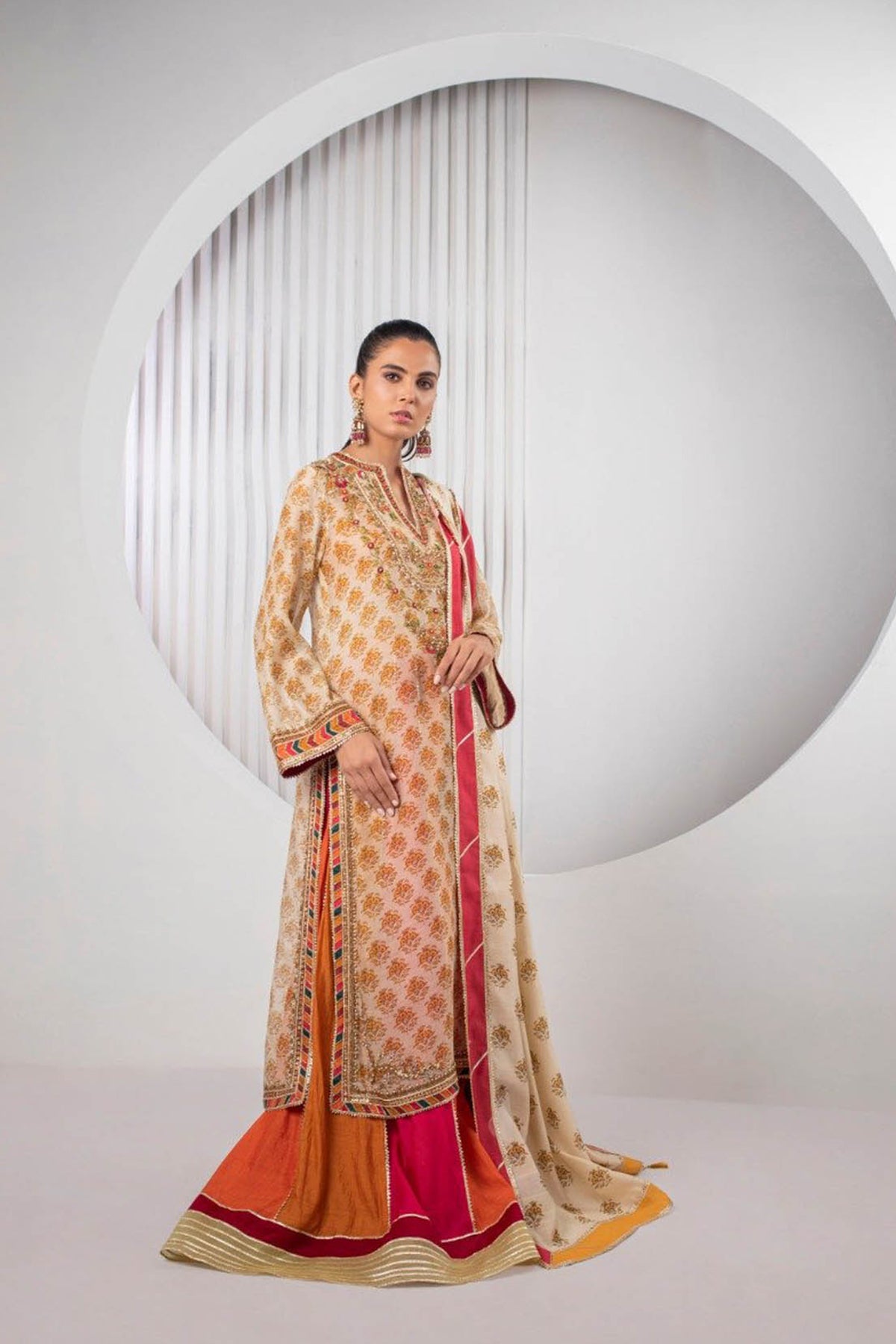 Cotton Net Kurta with Dhaka Pajama - Full Set - Sania Maskatiya