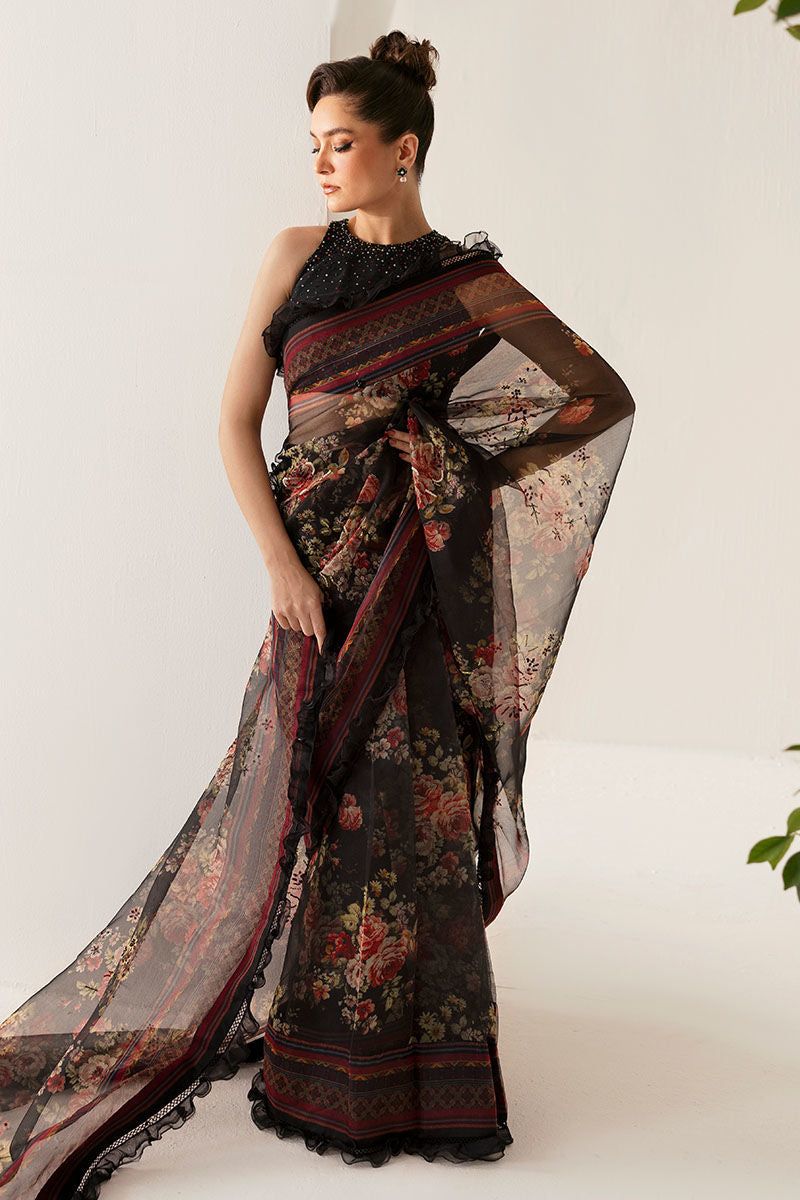 Dusky Rose Elegance - Lumiere Printed Silk by Rabia Zahur