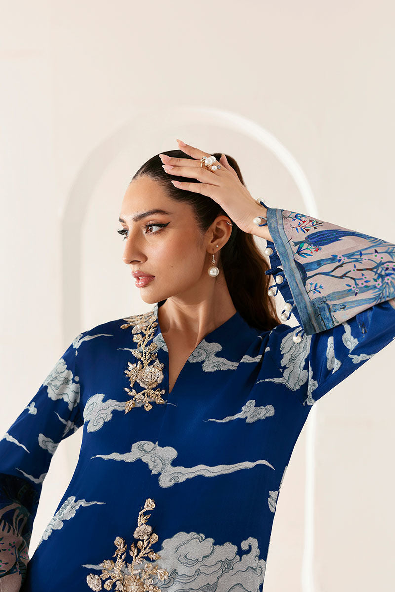 Blue Willow - Lumiere Printed Silk by Rabia Zahur