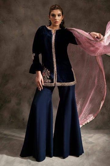 Navy Rose -  L'amour Festive Velvets by ZAINAB SALMAN