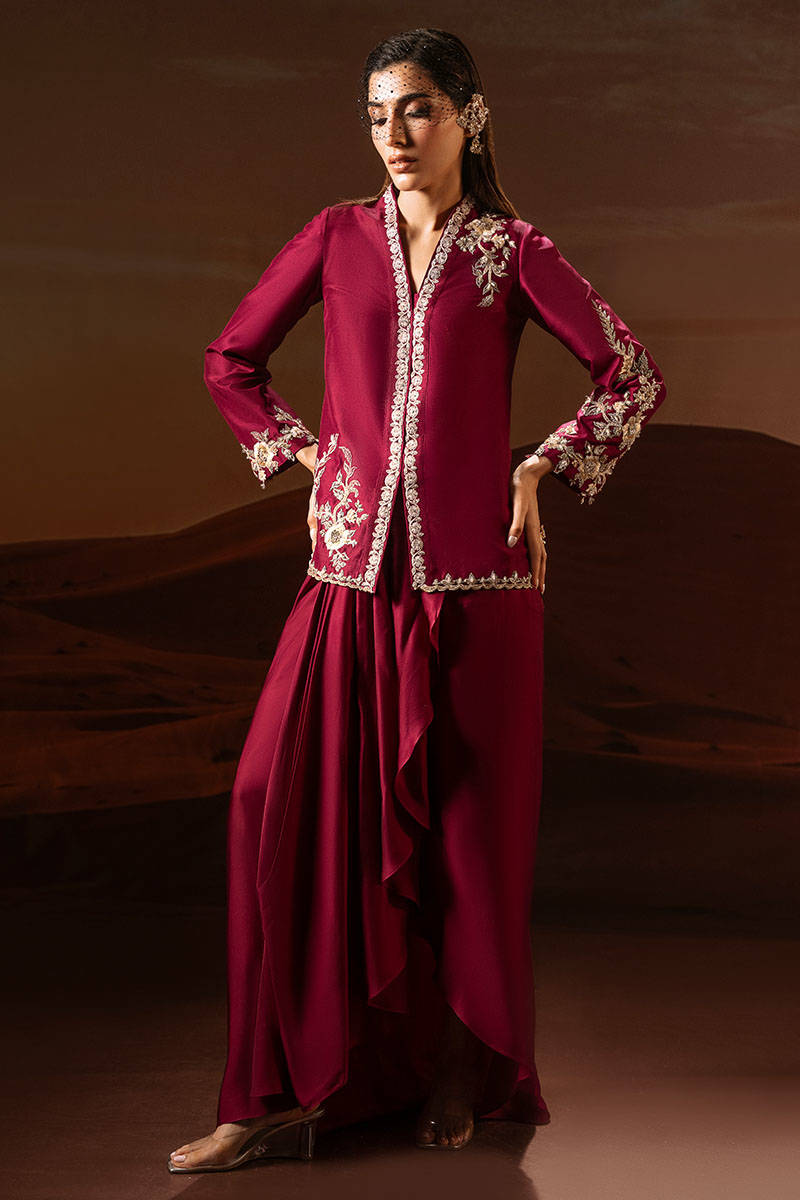 Boysenberry Jacket - Crystique Silk Collection by ZAINAB SALMAN