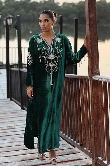 Deep Sea Kaftan -  Wedding Festive & Festive Velvets '25 by Farida Hasan
