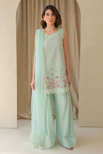 Aqua June with Dupatta and Shalwar - June Bloom by Farida Hasan