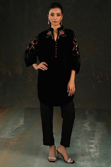 Nocturne Bloom Shirt - Velvet Eclipse by Farida Hasan