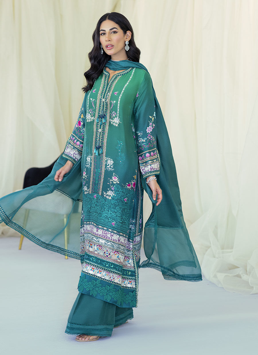 LILLIAN OMBRE SILK SHIRT AND DUPATTA - Gaia by Farah Talib Aziz