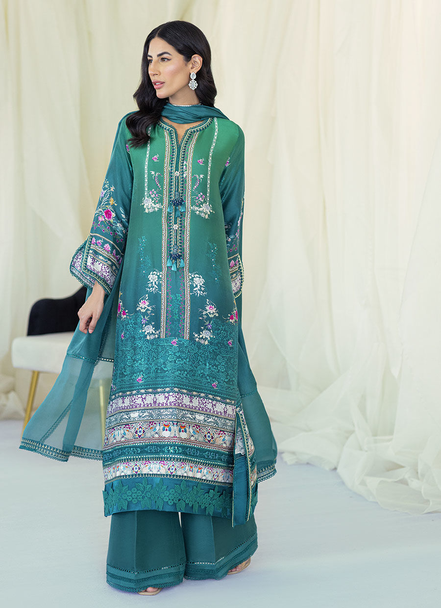 LILLIAN OMBRE SILK SHIRT AND DUPATTA - Gaia by Farah Talib Aziz