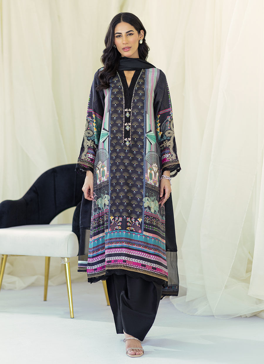 RAQUEL ONYX SILK SHIRT AND DUPATTA - Gaia by Farah Talib Aziz