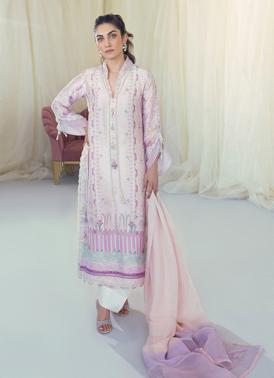 MAUDE LAVENDER SILK SHIRT AND DUPATTA - Gaia by Farah Talib Aziz