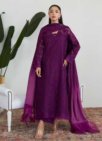 SANGRIA SILK CUTWORK SHIRT WITH PRE DRAPED DUPATTA - Farah Talib Aziz