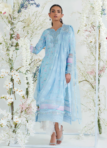 CELIA BLUE SHIRT WITH PRE DRAPED DUPATTA - Farah Talib Aziz