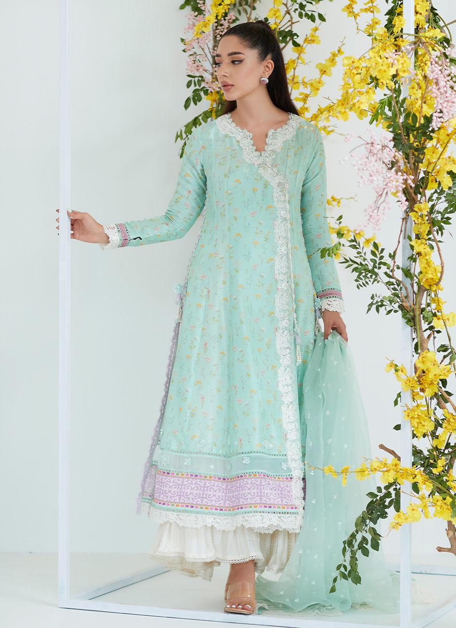 ALICIA MINT ANGARKHA WITH ORGANZA DUPATTA - Farah Talib Aziz