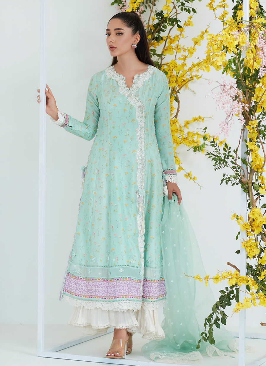 ALICIA MINT ANGARKHA WITH ORGANZA DUPATTA - Farah Talib Aziz