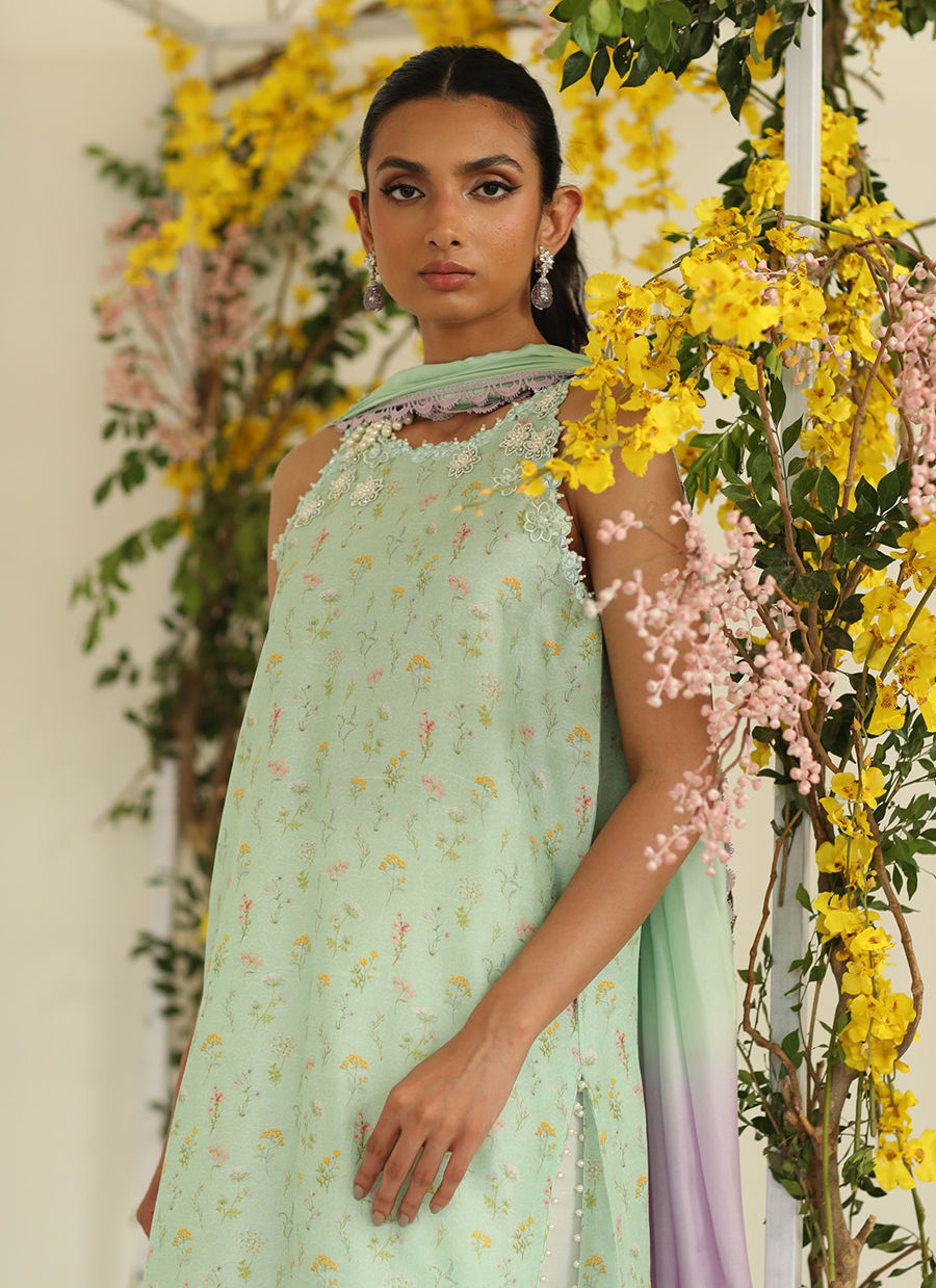 LUISA MINT SHIRT WITH PRE DRAPED DUPATTA - Farah Talib Aziz