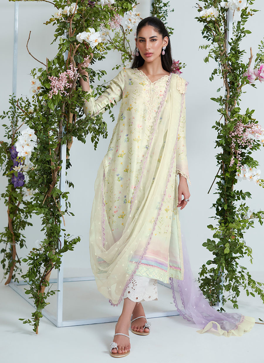 GRACE FLORAL SHIRT WITH PRE DRAPED DUPATTA - Farah Talib Aziz