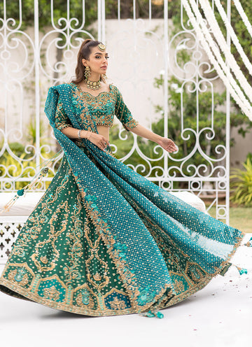 Mahsa Emerald Lehenga Choli - Azeeta Festive Couture by FTA