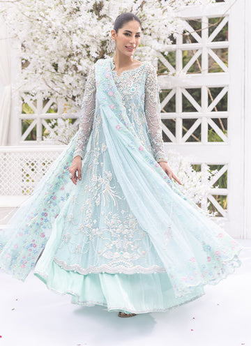 Janan Aqua Panelled Shirt - Azeeta Festive Couture by FTA