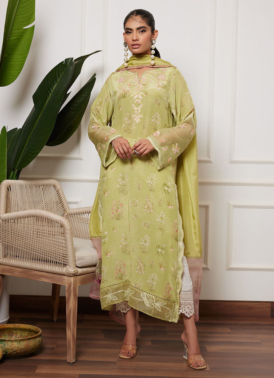 SAFIYA KIWI SHIRT AND DUPATTA - Lea Autumn Winter'23 by FTA