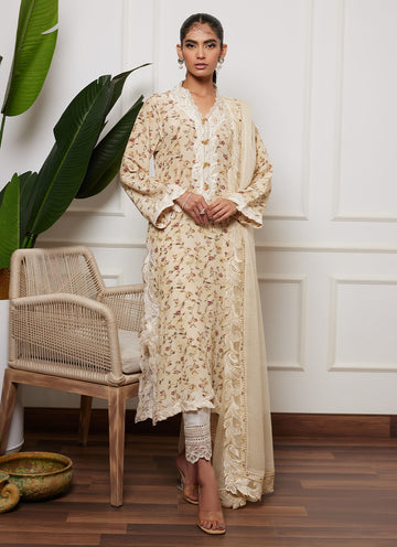 DENDERA IVORY SHIRT AND DUPATTA - Lea Autumn Winter'23 by FTA