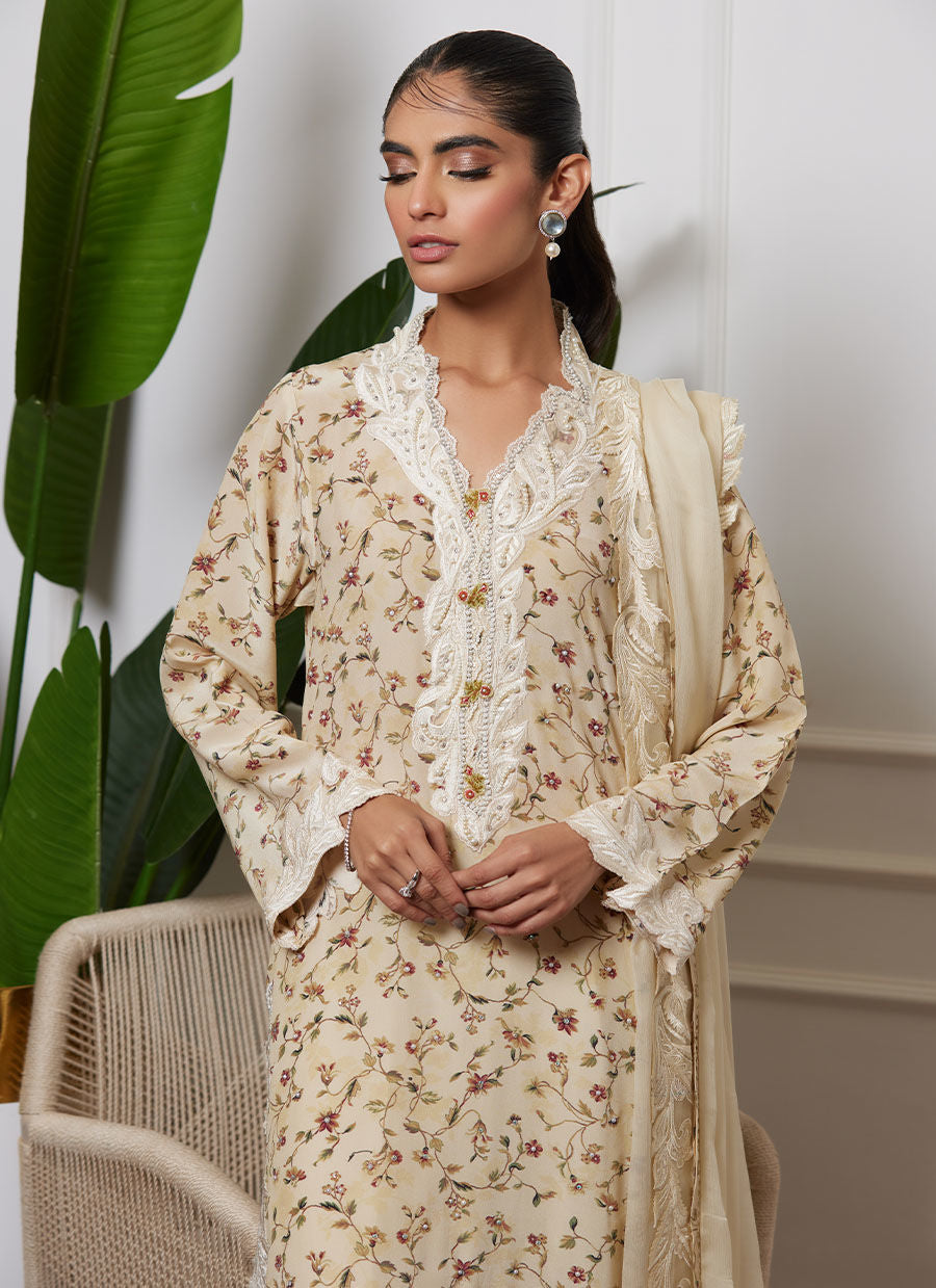 DENDERA IVORY SHIRT AND DUPATTA - Lea Autumn Winter'23 by FTA