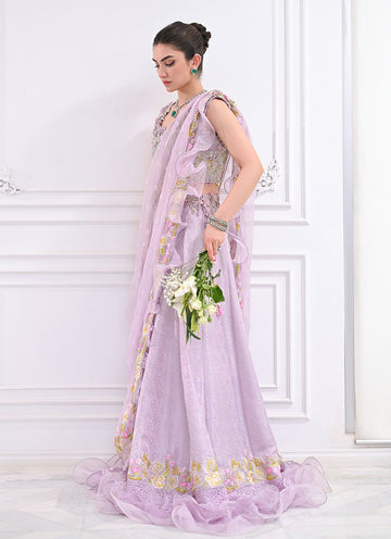 LABELLA LAVENDER LENGHA CHOLI WITH DRAPED DUPATTA - Mala by Farah Talib Aziz