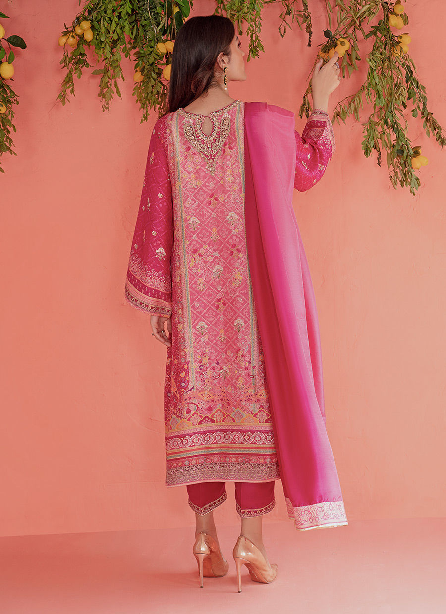 Asha Magenta Shirt & Dupatta - Mayna Festive Prints by FTA