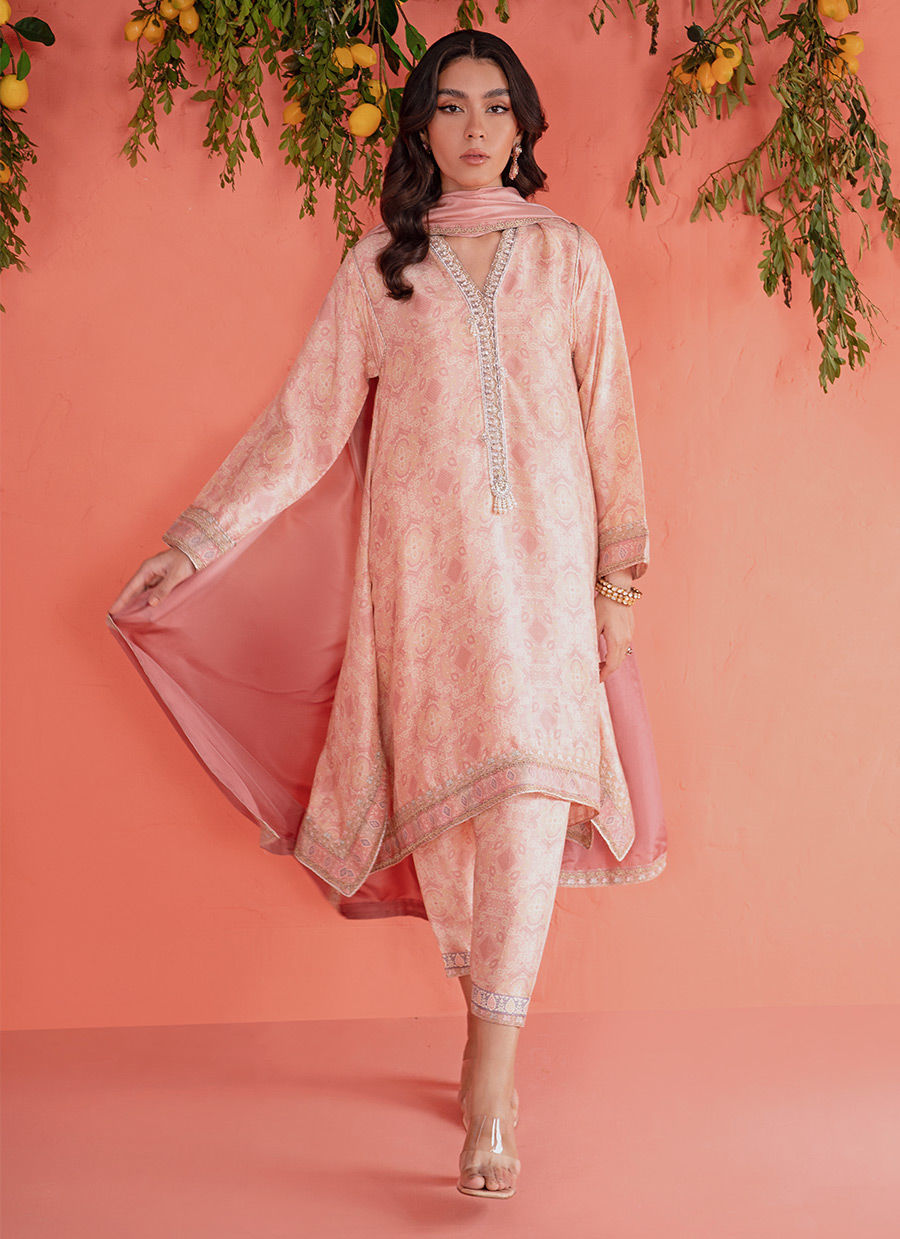 Mona Blush Shirt & Dupatta - Mayna Festive Prints by FTA