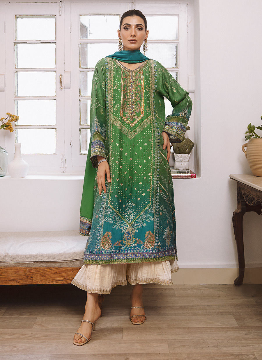 Izma Ombre  Shirt & Dupatta - Mayna Festive Prints by FTA