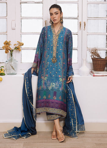 Zohra Lapis Shirt & Dupatta - Mayna Festive Prints by FTA