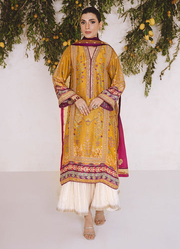 Zarf Ochre Shirt & Dupatta - Mayna Festive Prints by FTA