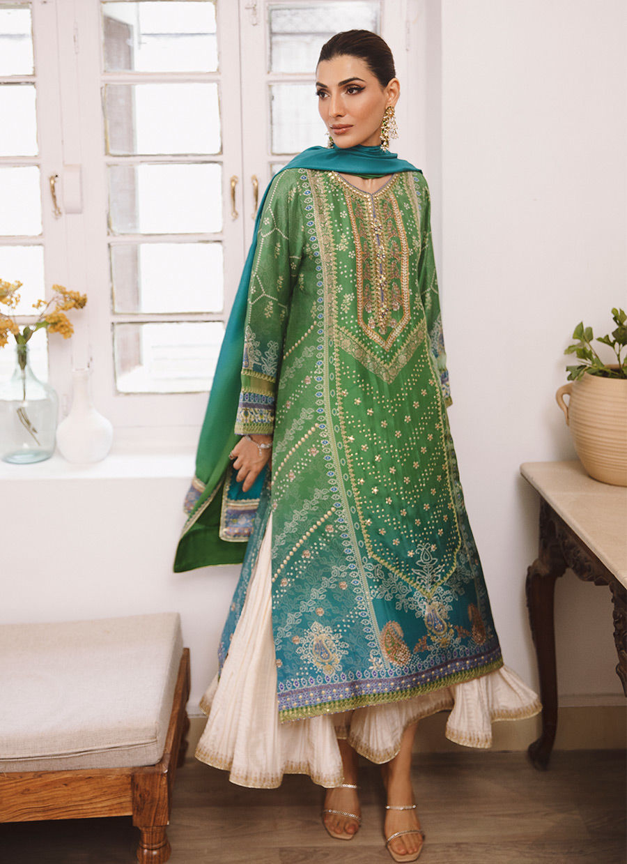 Izma Ombre  Shirt & Dupatta - Mayna Festive Prints by FTA