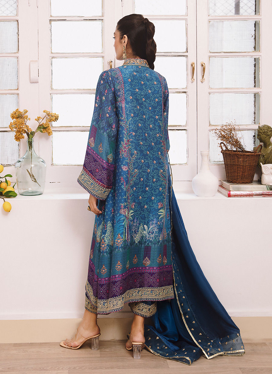 Zohra Lapis Shirt & Dupatta - Mayna Festive Prints by FTA