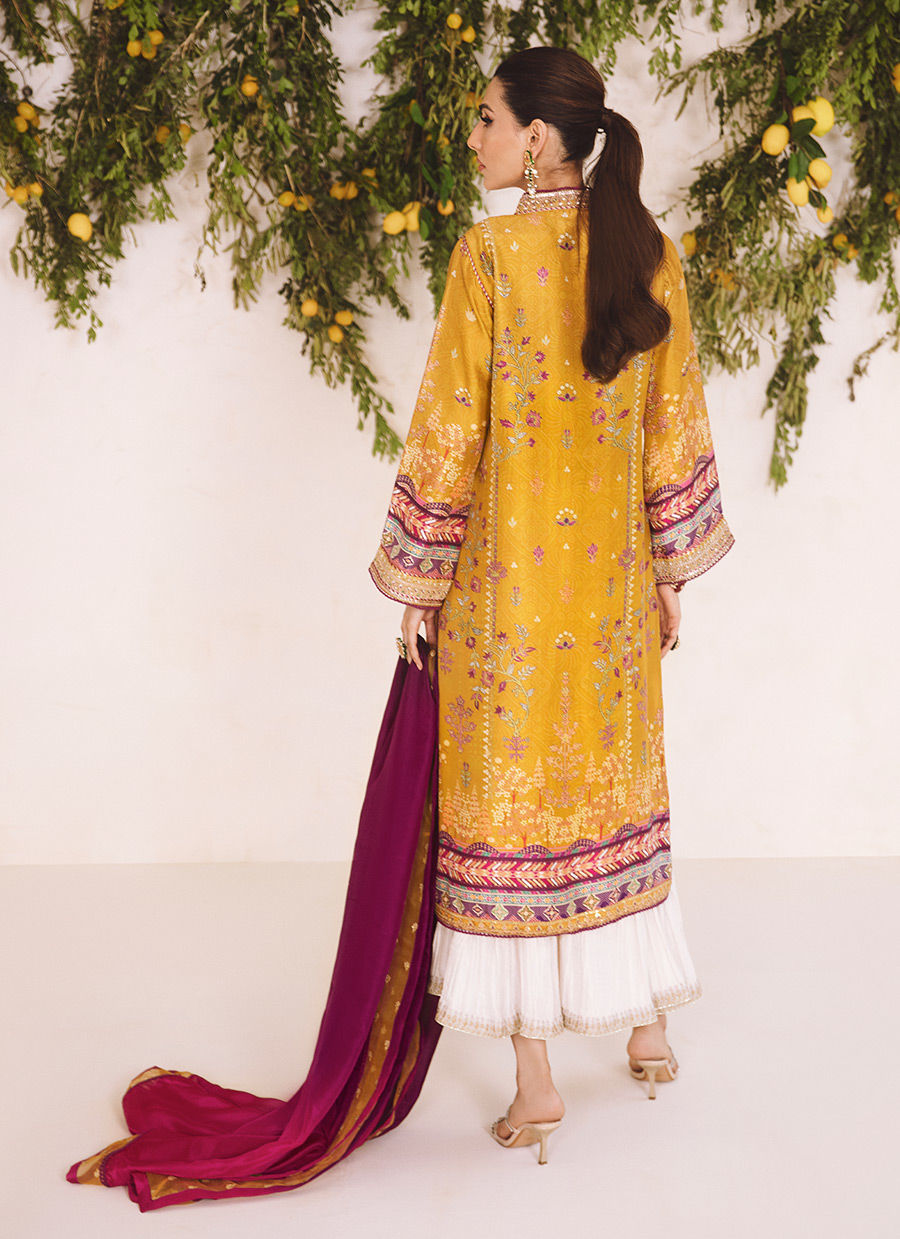 Zarf Ochre Shirt & Dupatta - Mayna Festive Prints by FTA