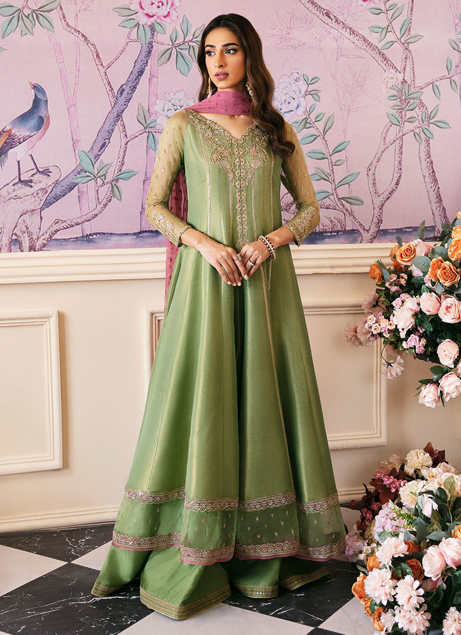 Anisa Apple Green Kalidaar & Dupatta - Mayna Festive Luxe Pret by FTA