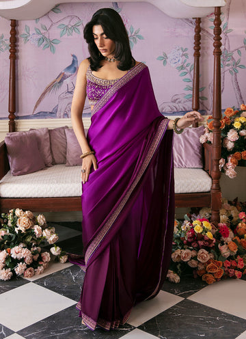 Aigul Aubergine Saree - Mayna Festive Luxe Pret by FTA