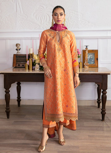 Aleen Apricot Shirt & Dupatta - Mayna Festive Luxe Pret by FTA