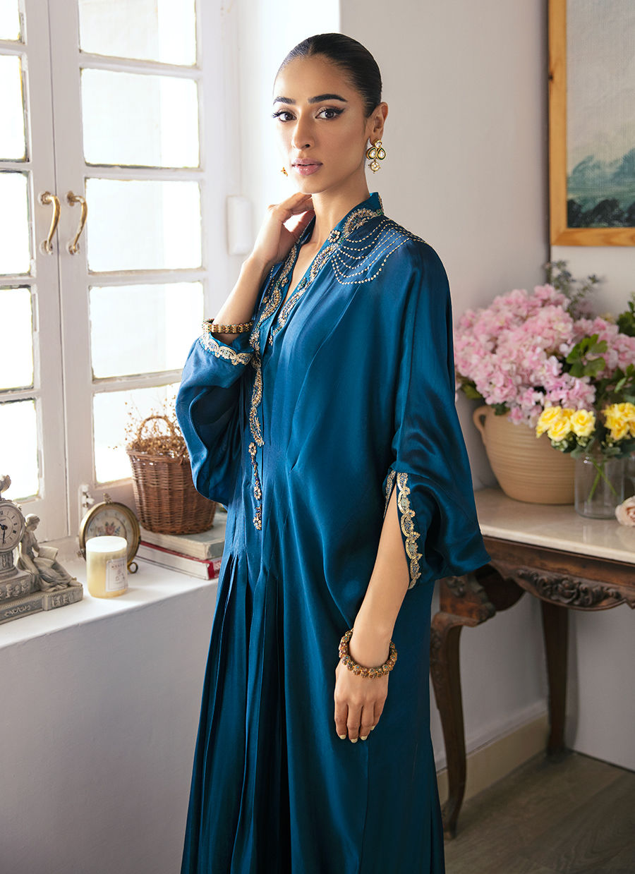 Nami Teal Kaftan - Mayna Festive Luxe Pret by FTA