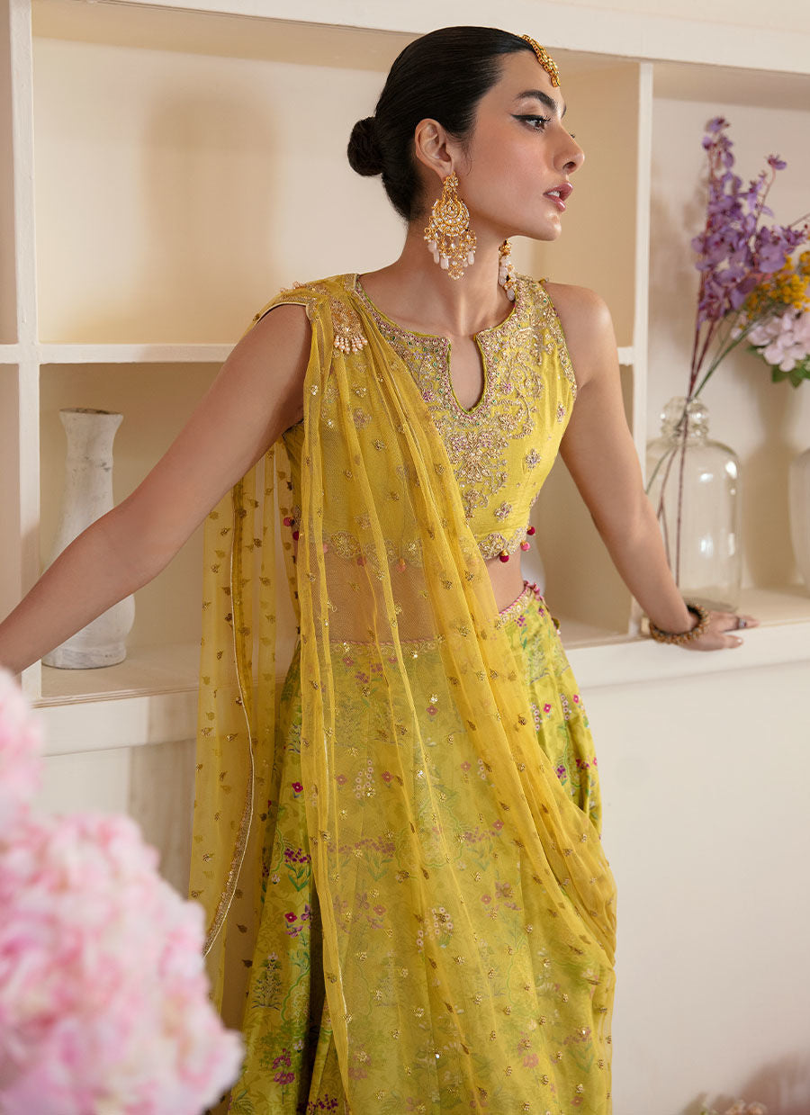 Lika Lime Lehnga Choli & Dupatta - Mayna Festive Luxe Pret by FTA