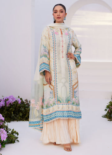 TURKISH AQUA SHIRT AND DUPATTA -ZAZA PRINTS '24 BY FARAH TALIB AZIZ