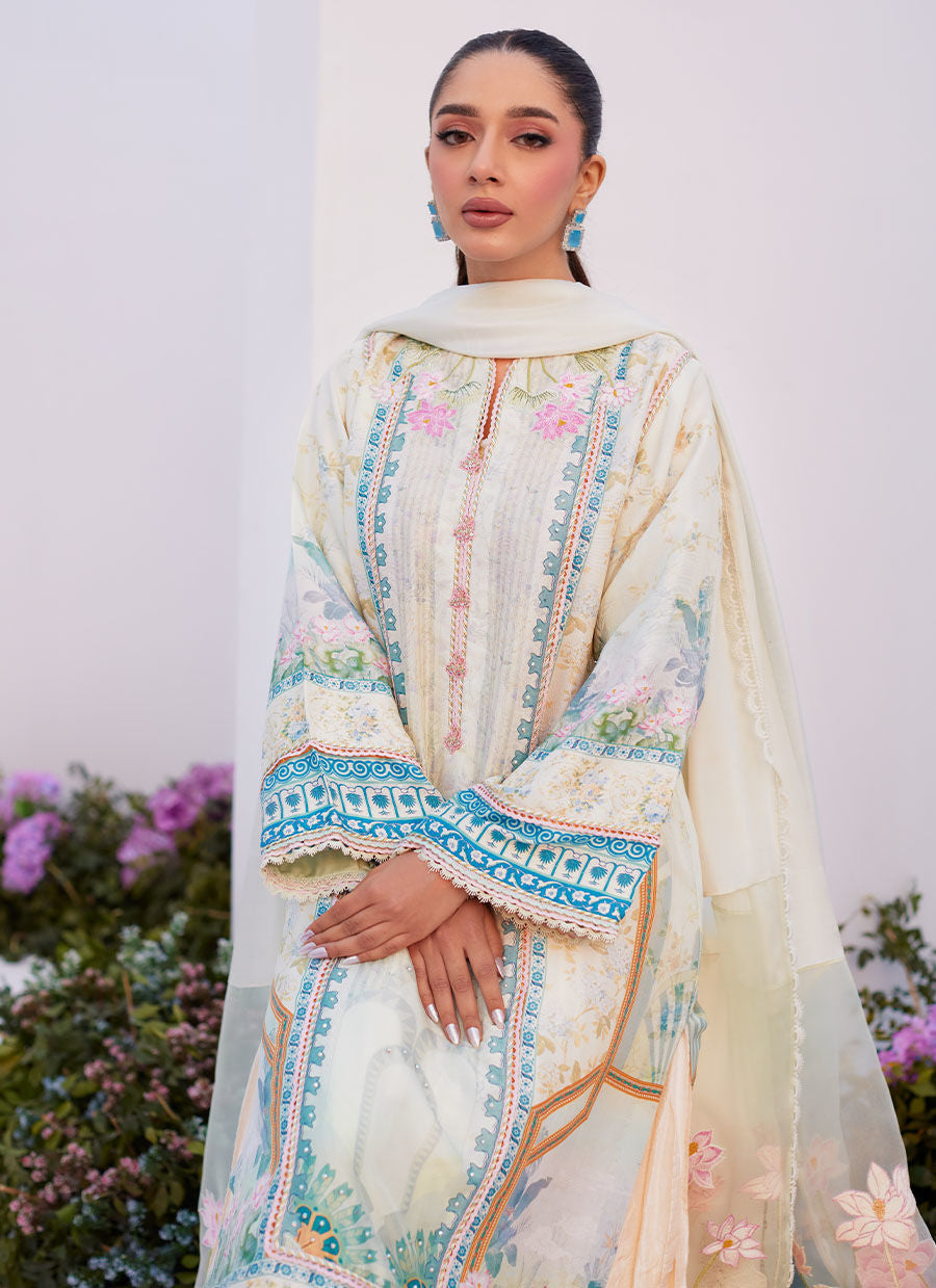 TURKISH AQUA SHIRT AND DUPATTA -ZAZA PRINTS '24 BY FARAH TALIB AZIZ