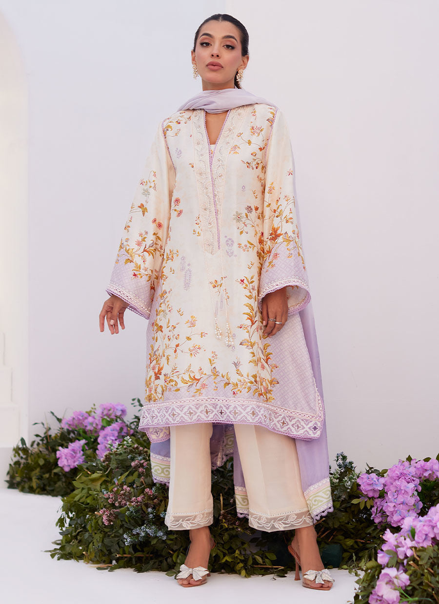 AMETHYST TRELLIS SHIRT AND DUPATTA-ZAZA PRINTS '24 BY FARAH TALIB AZIZ