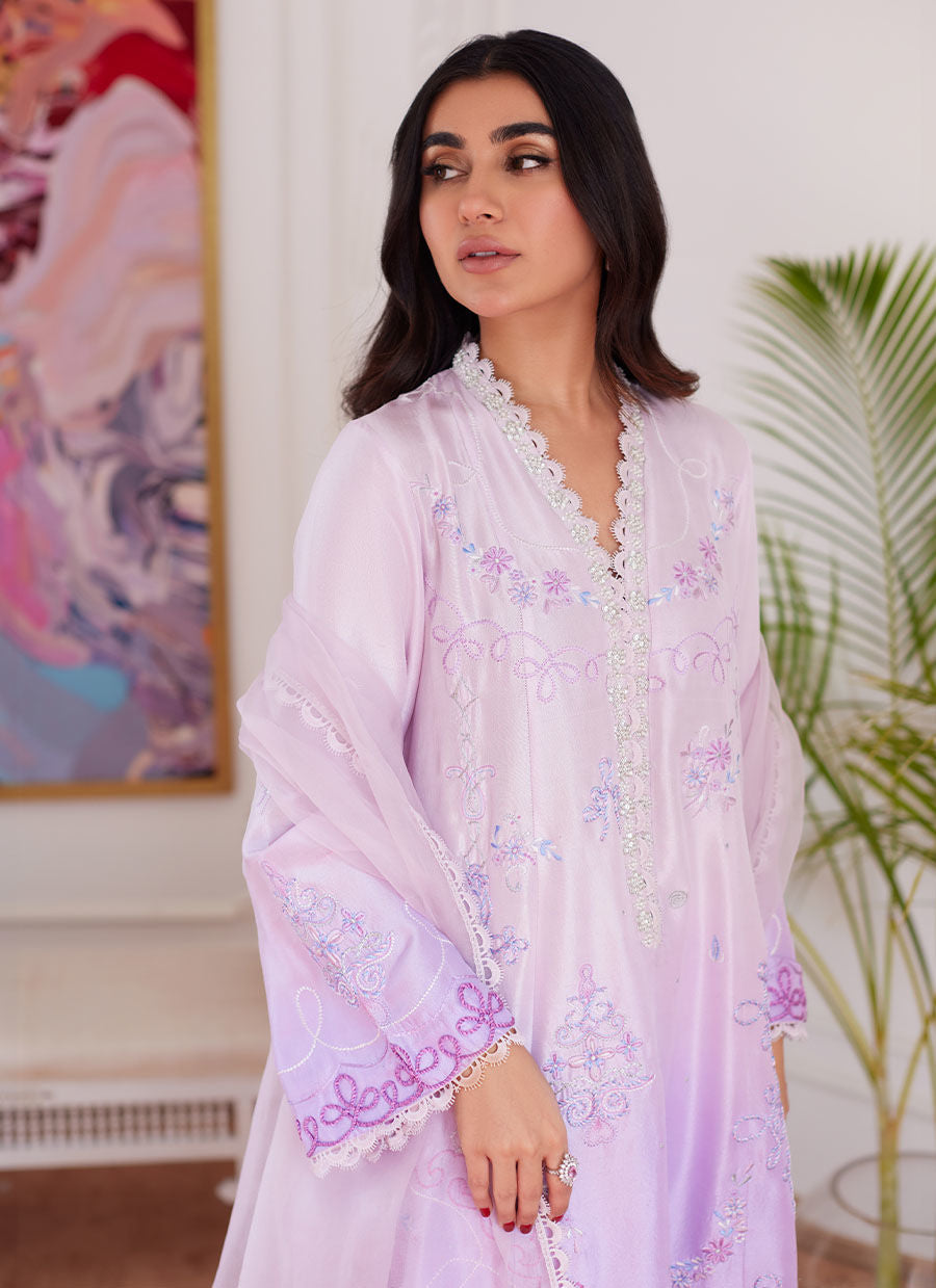 LAVINIA OMBRE EMBROIDERED RAW SILK SHIRT WITH DUPATTA - Luna Eid'24 | By Farah Talib Aziz