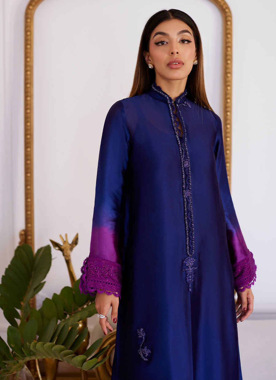 MORGANA OMBRE SHISHA SILK LONG SHIRT- Luna Eid'24 | By Farah Talib Aziz