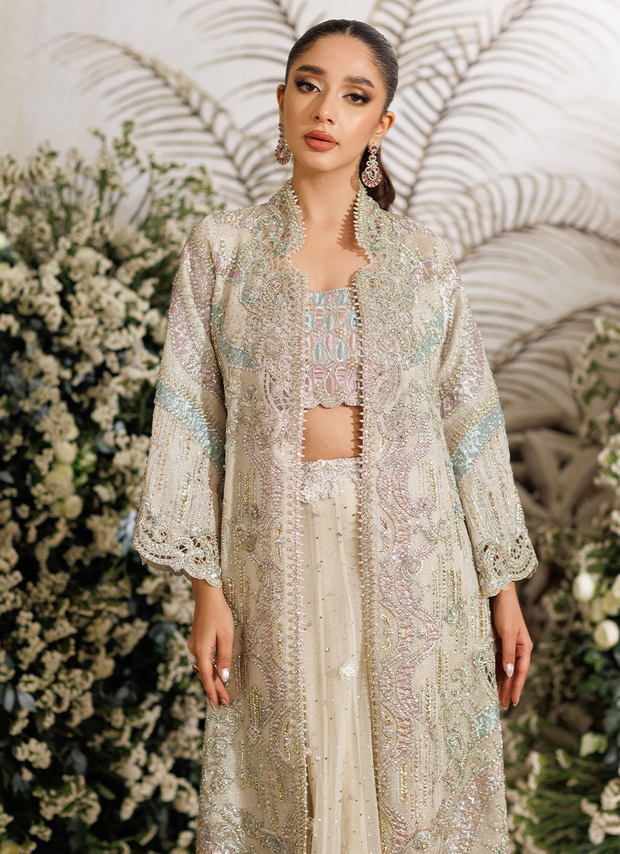 ELODIE IVORY APPLIQUE JACKET - Eira Ethereal Couture by Farah Talib Aziz