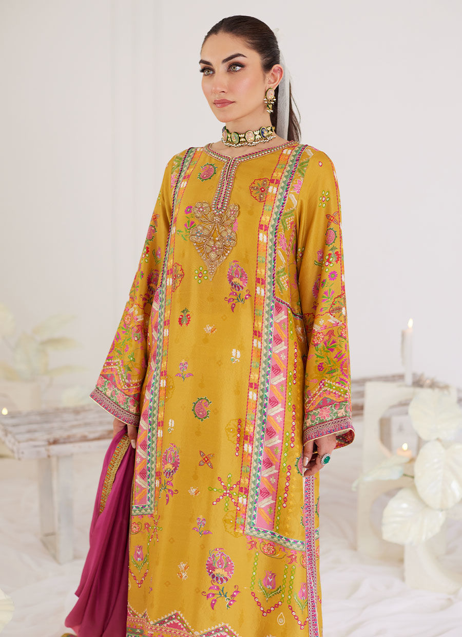 PALMIRA MUSTARD SHIRT AND DUPATTA - Tara Eid Luxe by Farah Talib Aziz