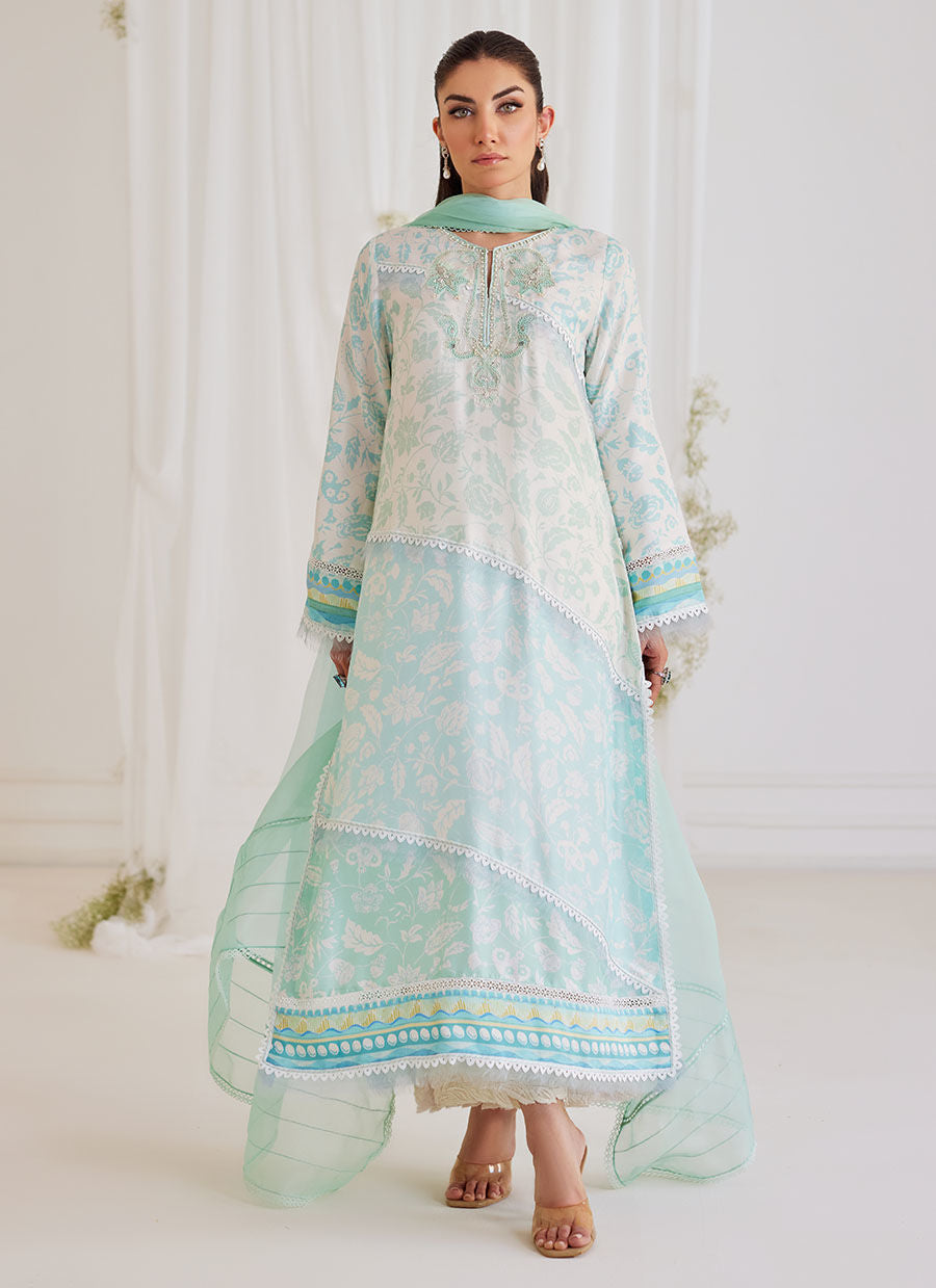 CARMAN AQUA SHIRT AND DUPATTA - Tara Eid Luxe by Farah Talib Aziz