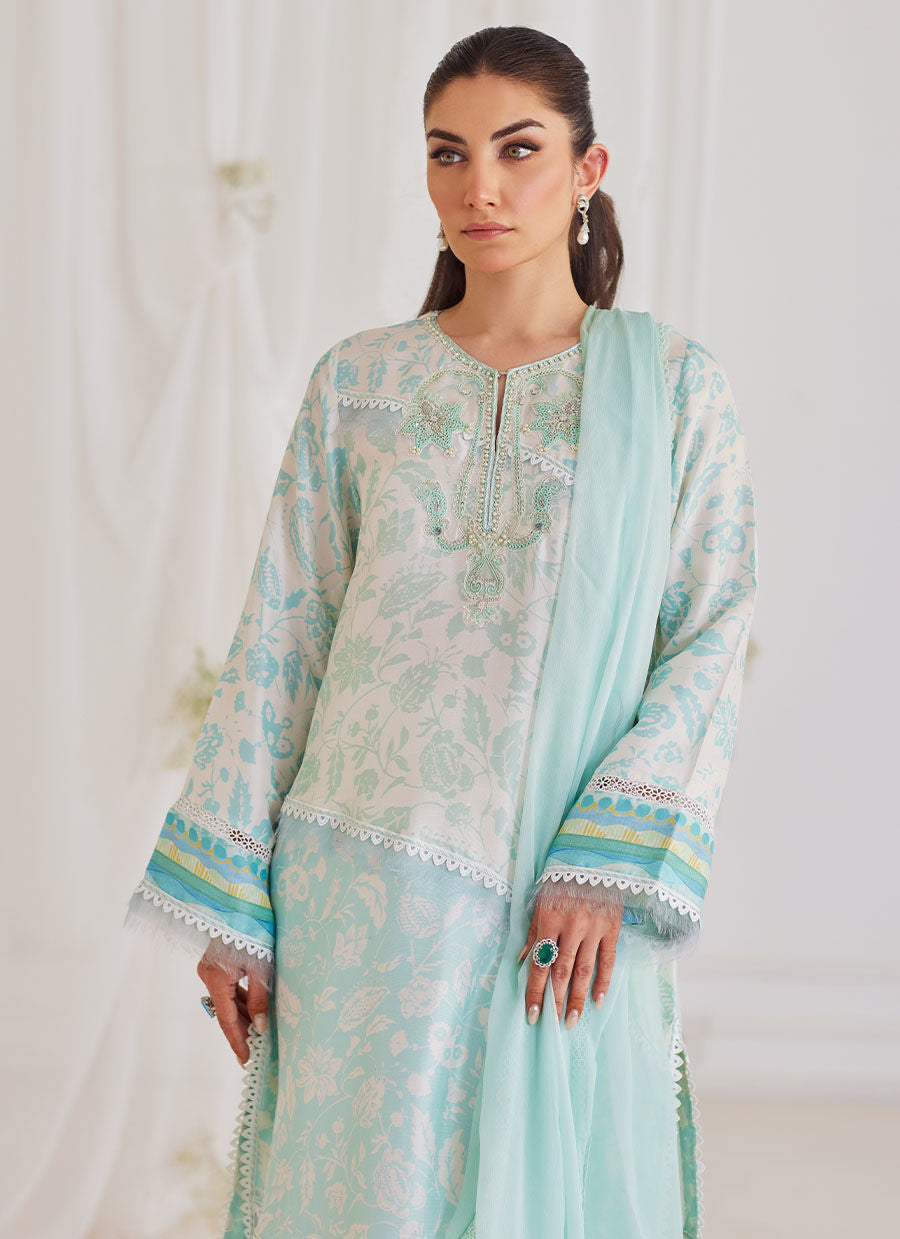 CARMAN AQUA SHIRT AND DUPATTA - Tara Eid Luxe by Farah Talib Aziz