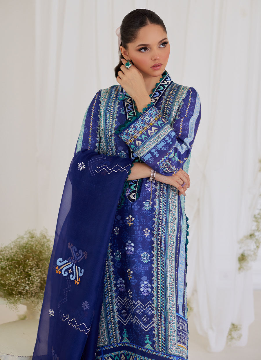 ADINA BLUE SHIRT AND DUPATTA - Tara Eid Luxe by Farah Talib Aziz