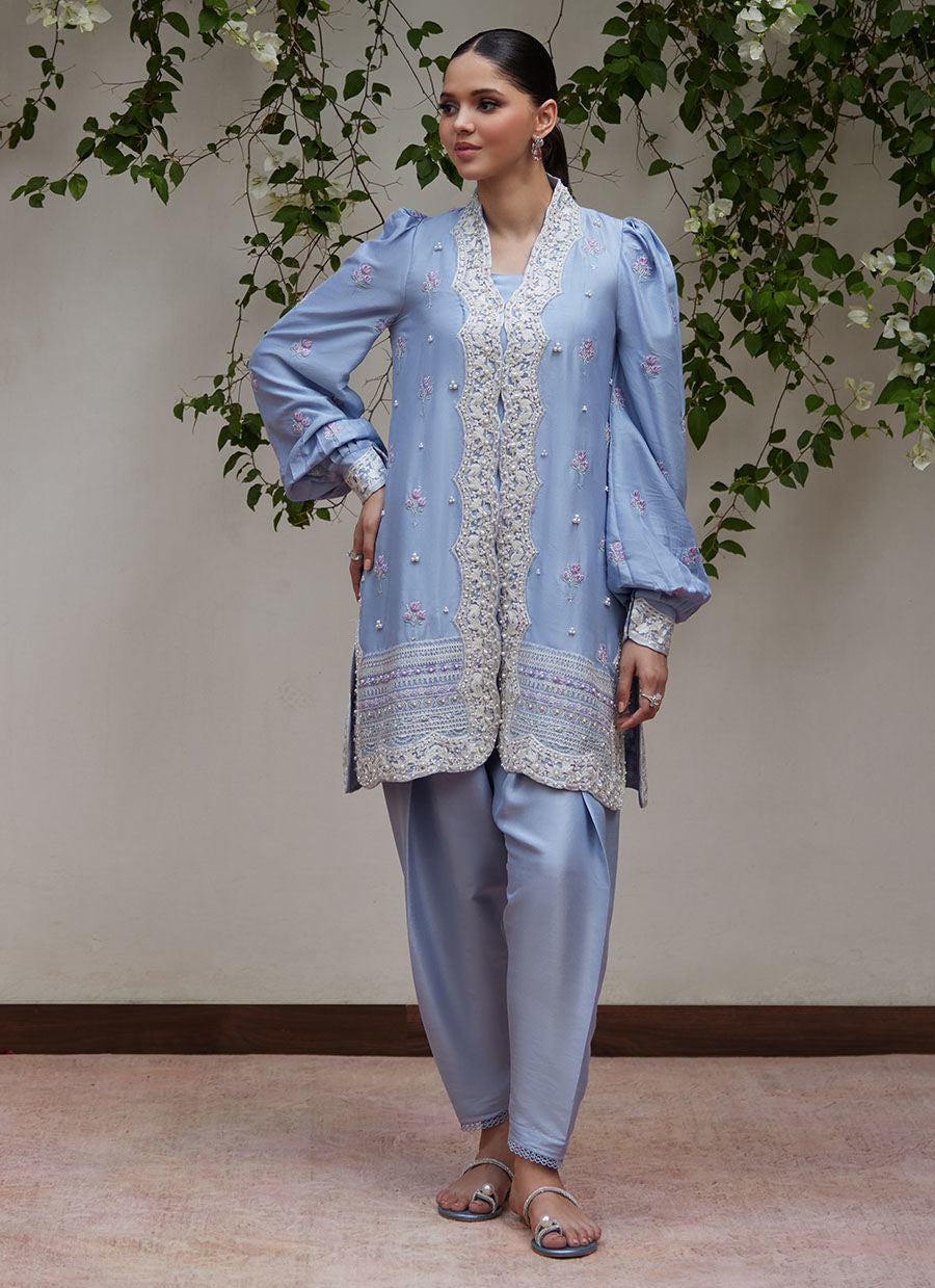 MARAT PERIWINKLE EMBROIDERED JACKET - Tara Luxe II by Farah Talib Aziz