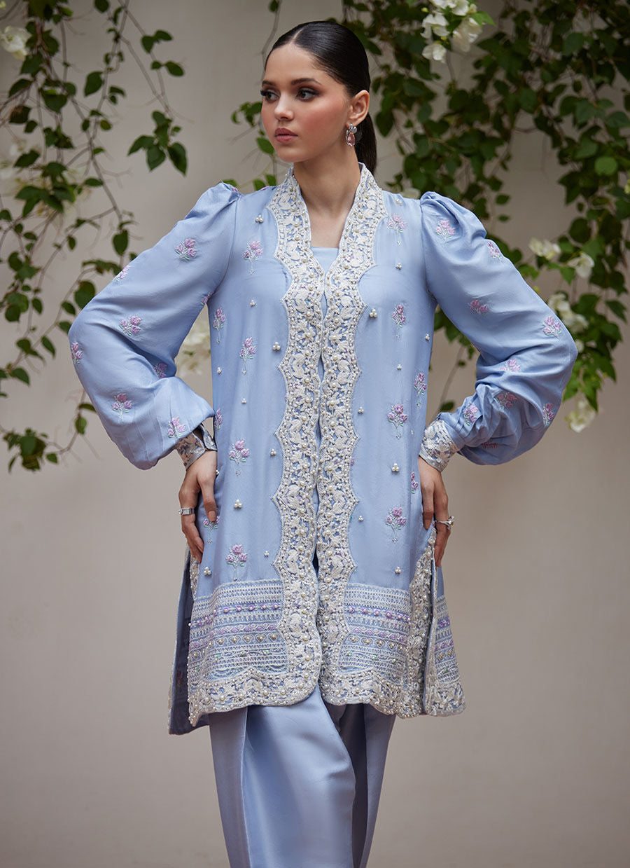 MARAT PERIWINKLE EMBROIDERED JACKET - Tara Luxe II by Farah Talib Aziz